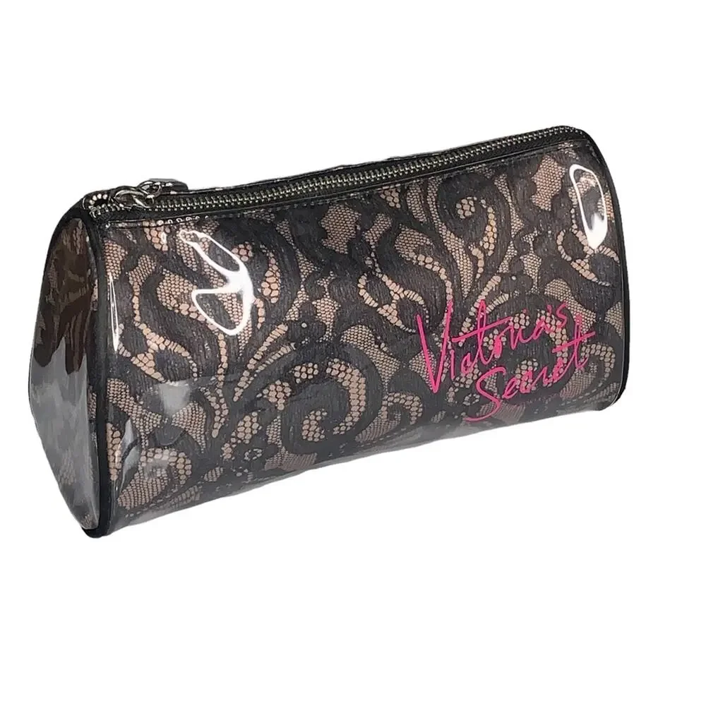 Victoria’s Secret Glossy Makeup Lace Bag Black and Nude